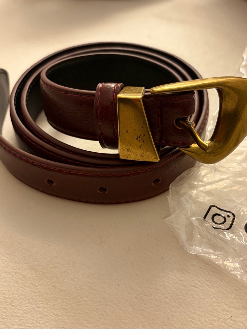 Women’s 8 Other Reason Harper Leather Belt with Gold Buckle size S/M